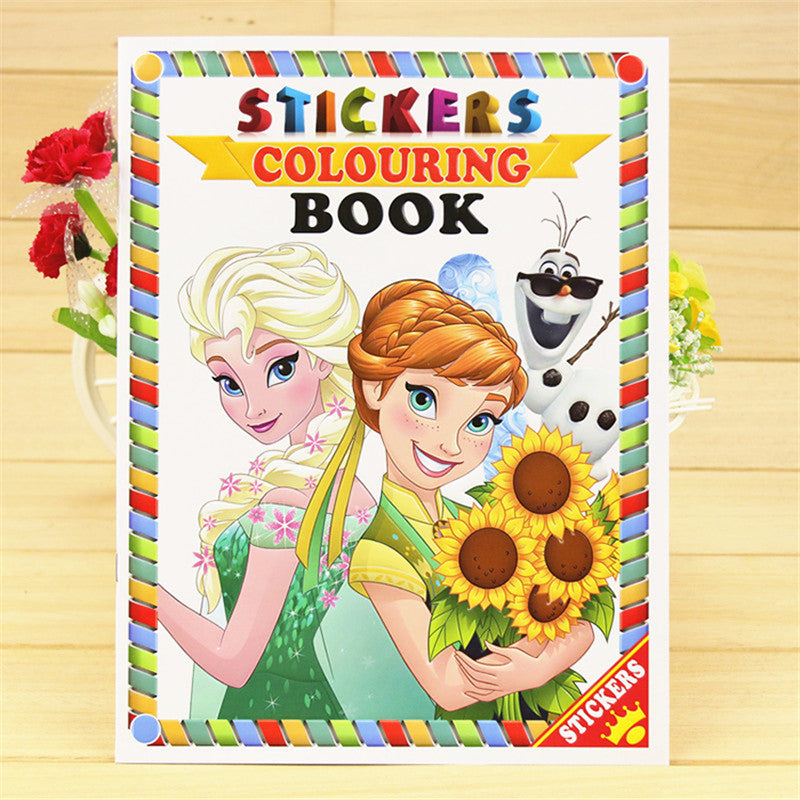 16 pages Snow Princess Girls Coloring Book Sticker Book For Kids Children Adults Colouring Painting Drawing story color books