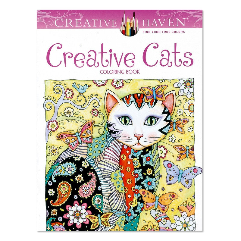 1 PCS 24 Pages Creative Cats Coloring Book For Children Adult Relieve Stress Kill Time Graffiti Painting Drawing Art Book